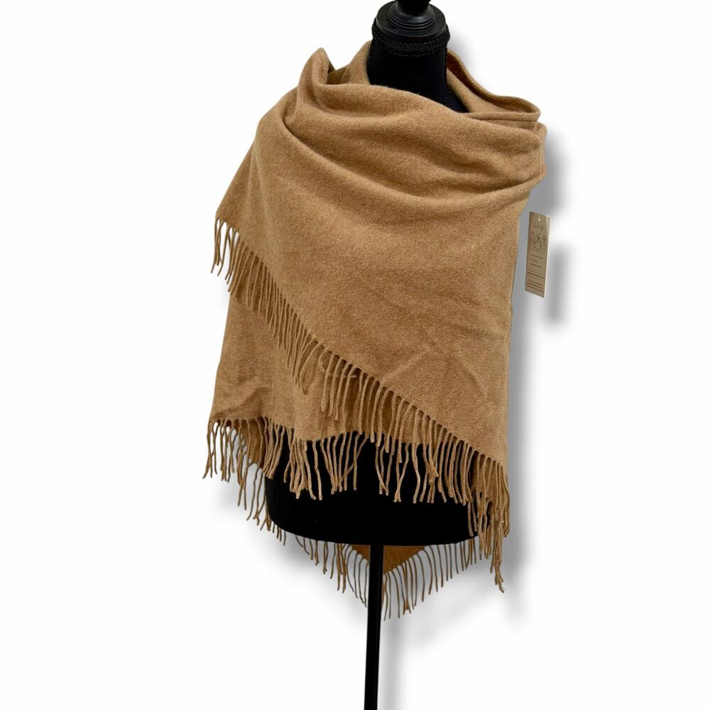 Joie Women's Beige Wool + Cashmere Fringe Shawl Wrap Scarf NWT